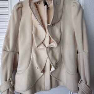 BCBGMaxAzria Cream Ruffled Blazer